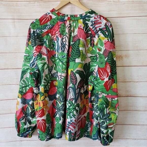 Boden 100% Cotton Heather Palm Leaf Paradise Tropical Jungle Blouse/Top - Picture 7 of 11